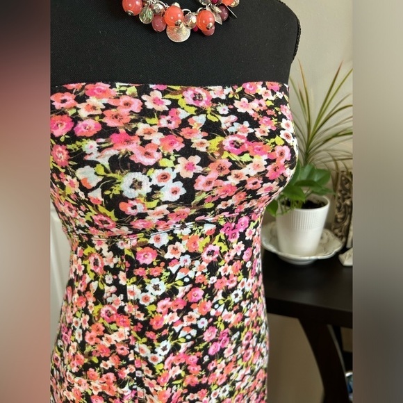 ๐No Boundaries Strapless Floral Boho Front Slit Or Skirt Combo Dress XS - Picture 3 of 6